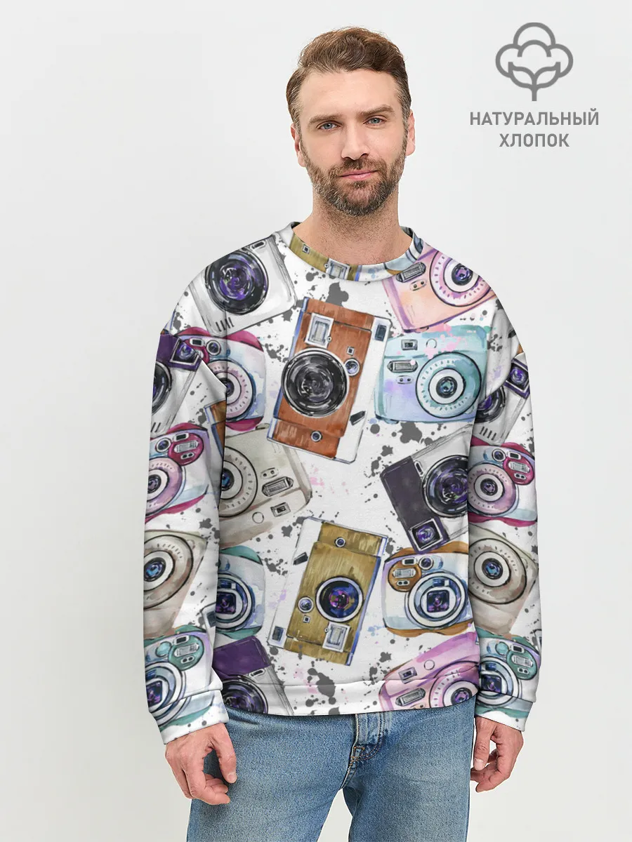 Мужской свитшот базовый / Старинные фотоаппараты