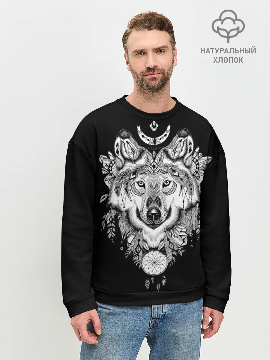 Мужской свитшот базовый / Ацтекский волк