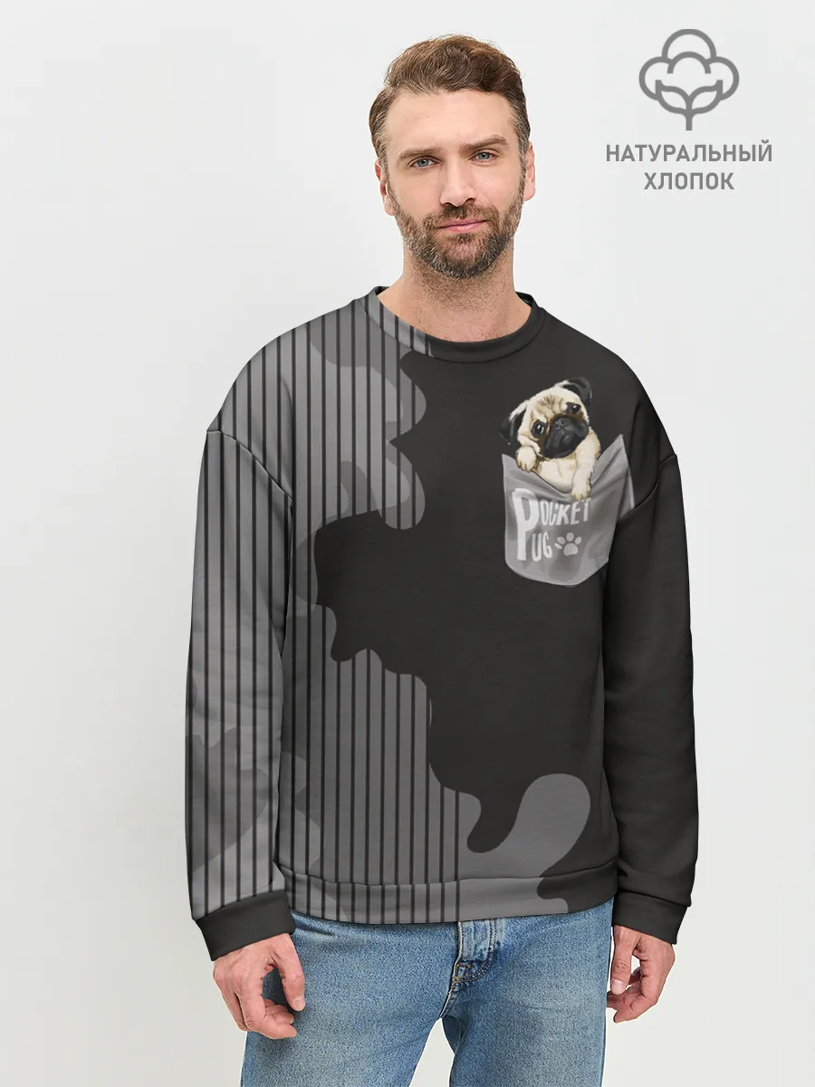 Мужской свитшот базовый / Мопс в кармане