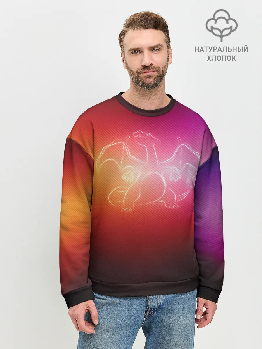 Мужской свитшот базовый / Прозрачный Чаризард