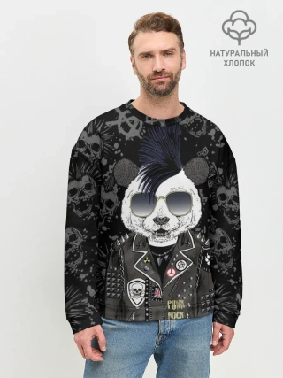 Мужской свитшот базовый / Панда в косухе