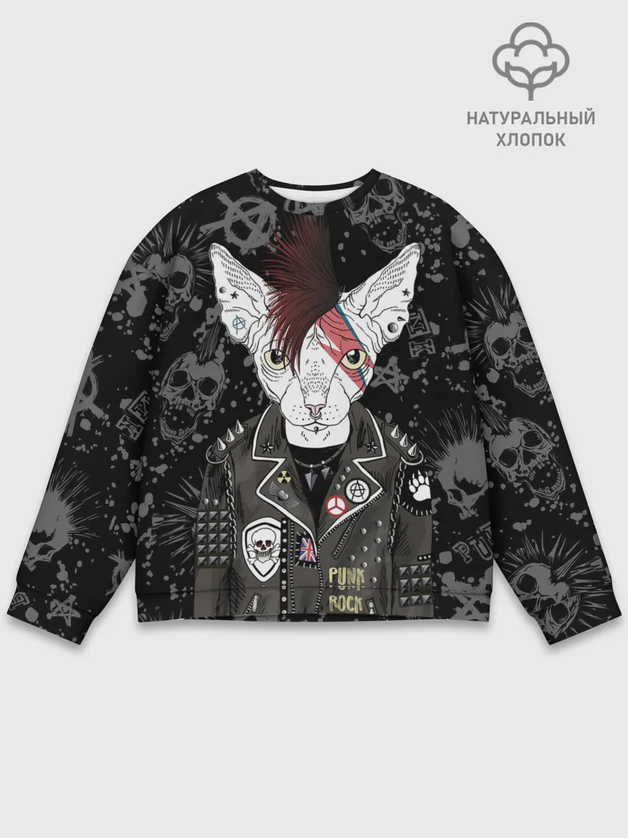 Мужской свитшот базовый / Кот в косухе