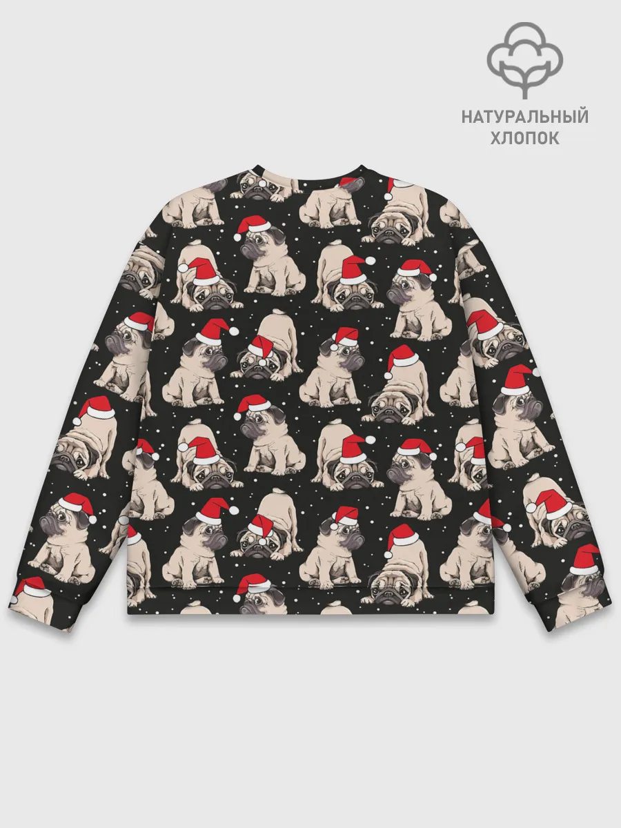 Мужской свитшот базовый / Новогодние мопсы