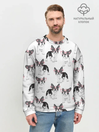 Мужской свитшот базовый / Французские бульдоги в очках