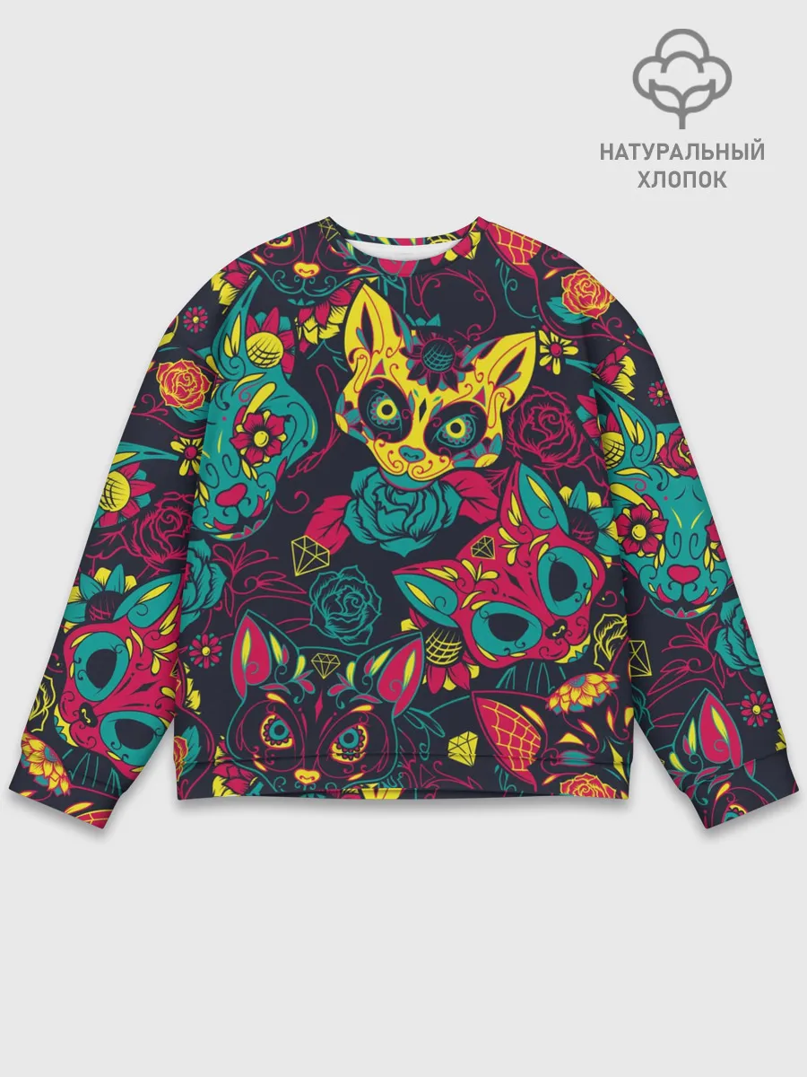 Мужской свитшот базовый / Кошачий День Мёртвых