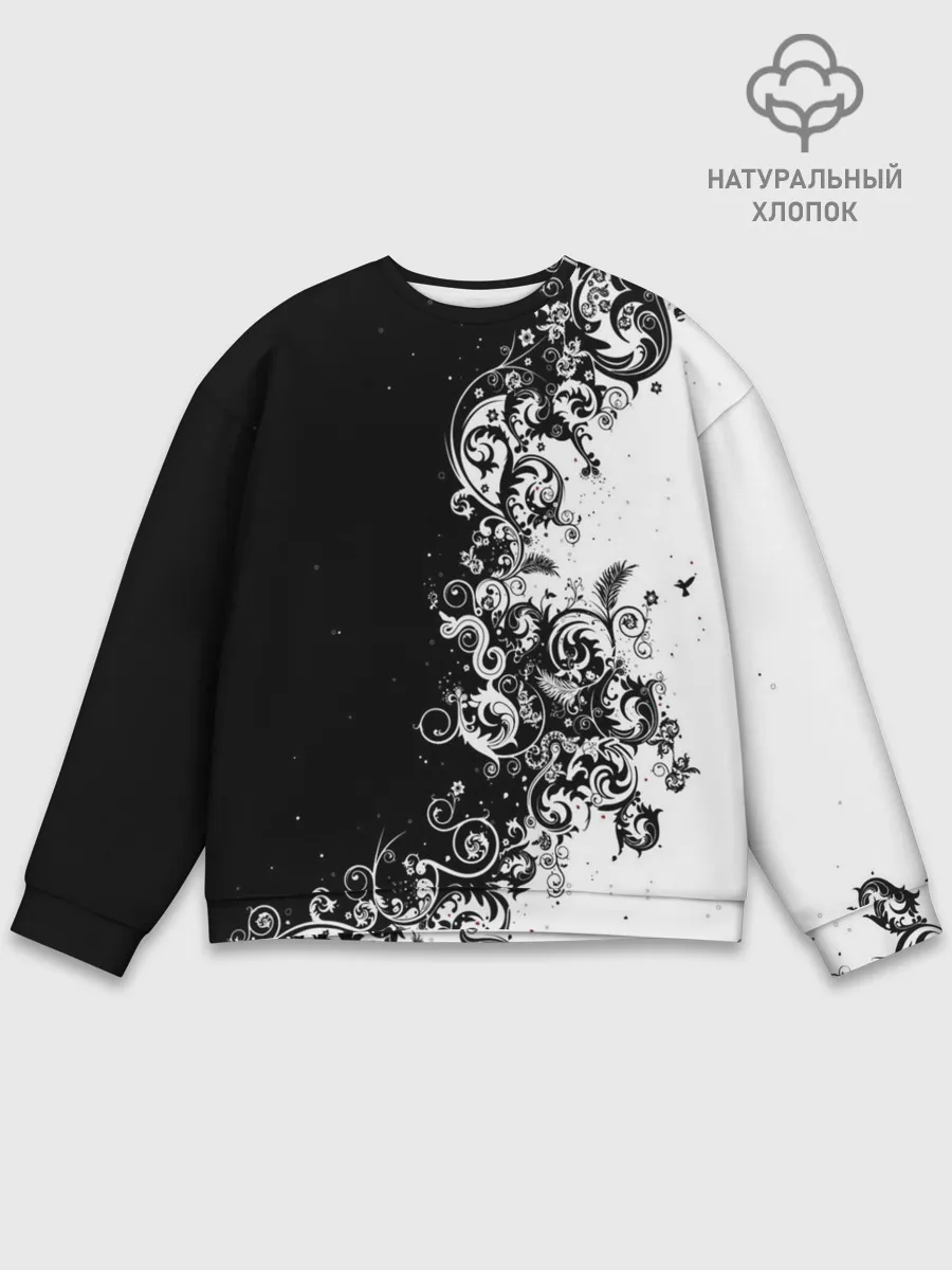 Мужской свитшот базовый / Черно-белый узор.