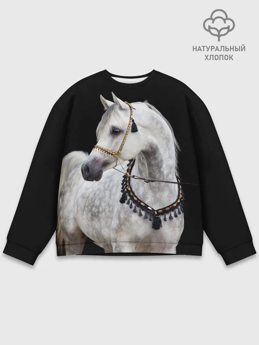 Мужской свитшот базовый / Серый в яблоках конь