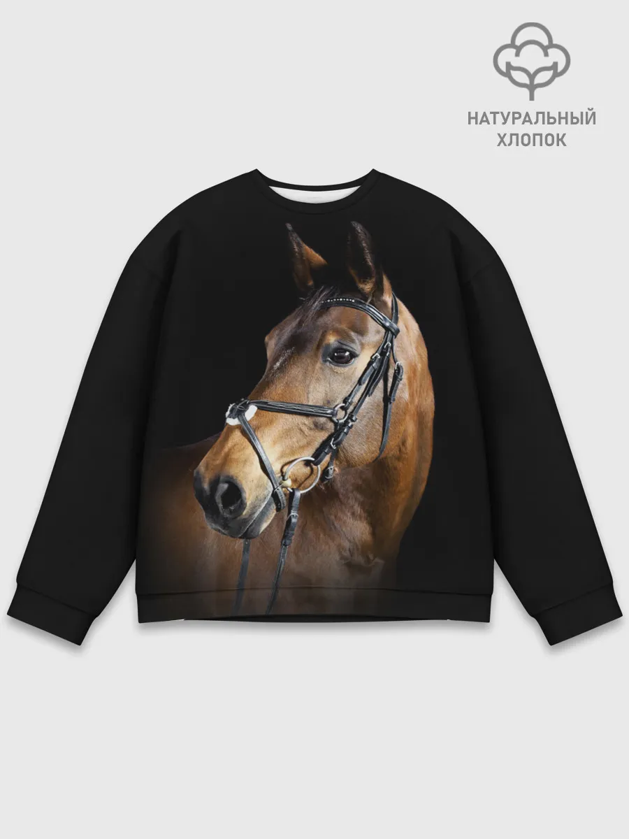 Мужской свитшот базовый / Гнедая лошадь