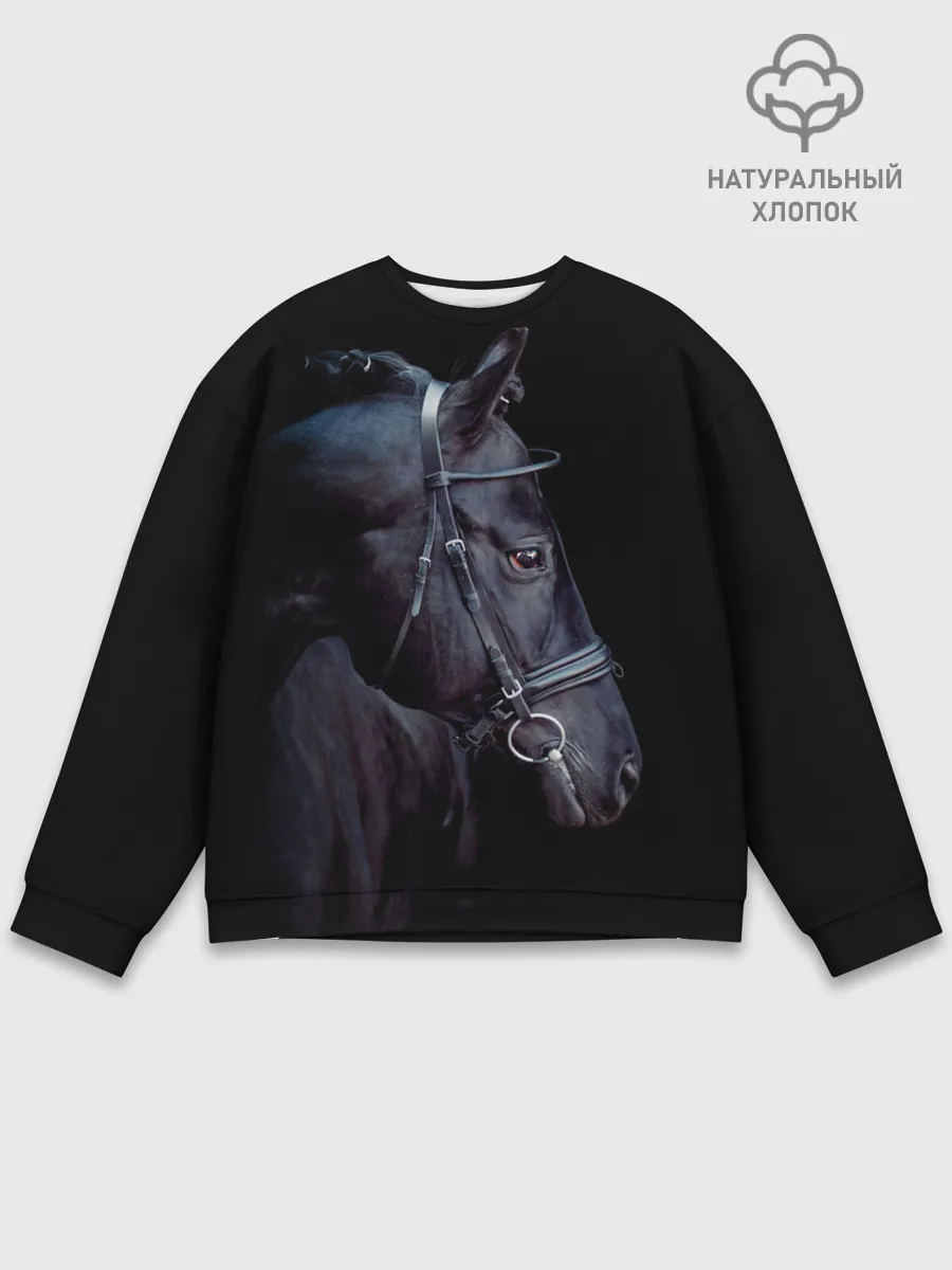 Мужской свитшот базовый / Конь вороной