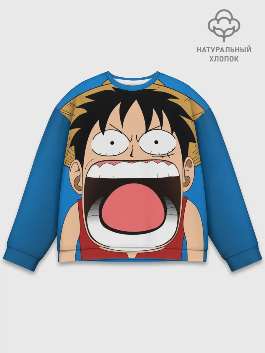 Мужской свитшот базовый / Луффи - Чё??!!