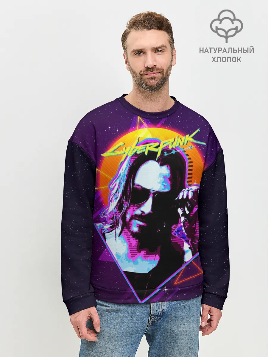 Мужской свитшот базовый / Киану Ривз Cyberpunk 2077