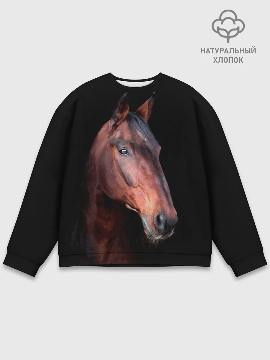 Мужской свитшот базовый / Гнедая лошадь