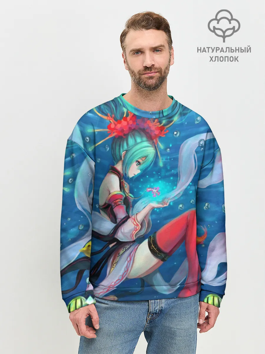 Мужской свитшот базовый / Hatsune Miku в чулках