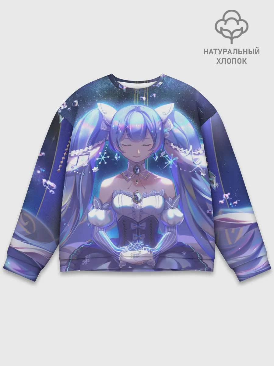 Мужской свитшот базовый / Хатцуне Мику медитирует