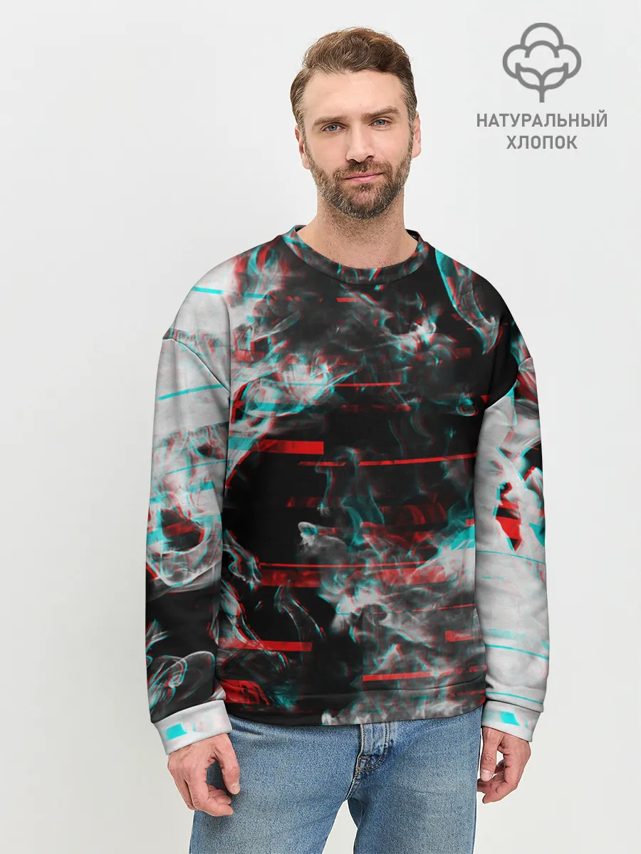 Мужской свитшот базовый / White flame glitch