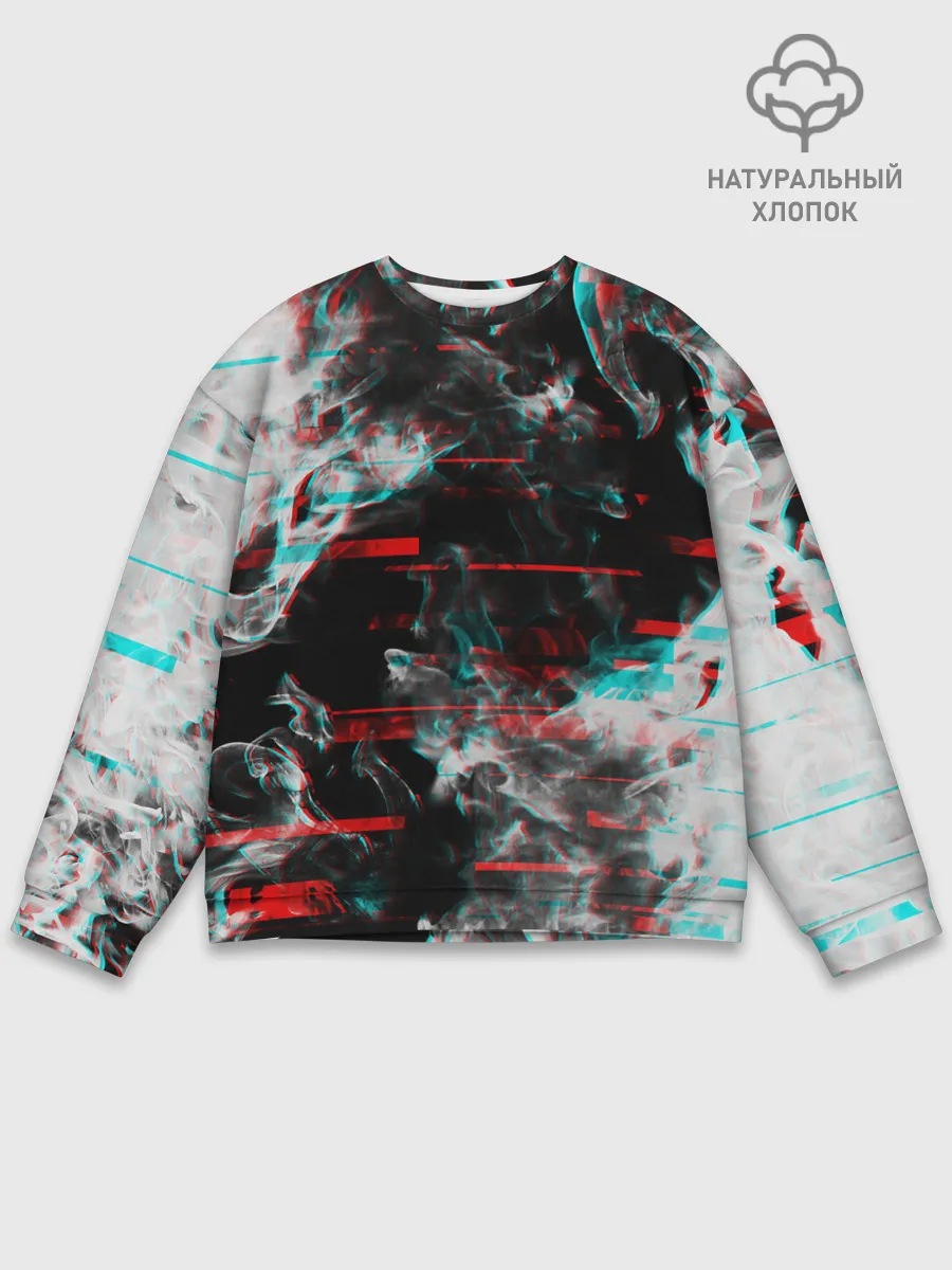 Мужской свитшот базовый / White flame glitch