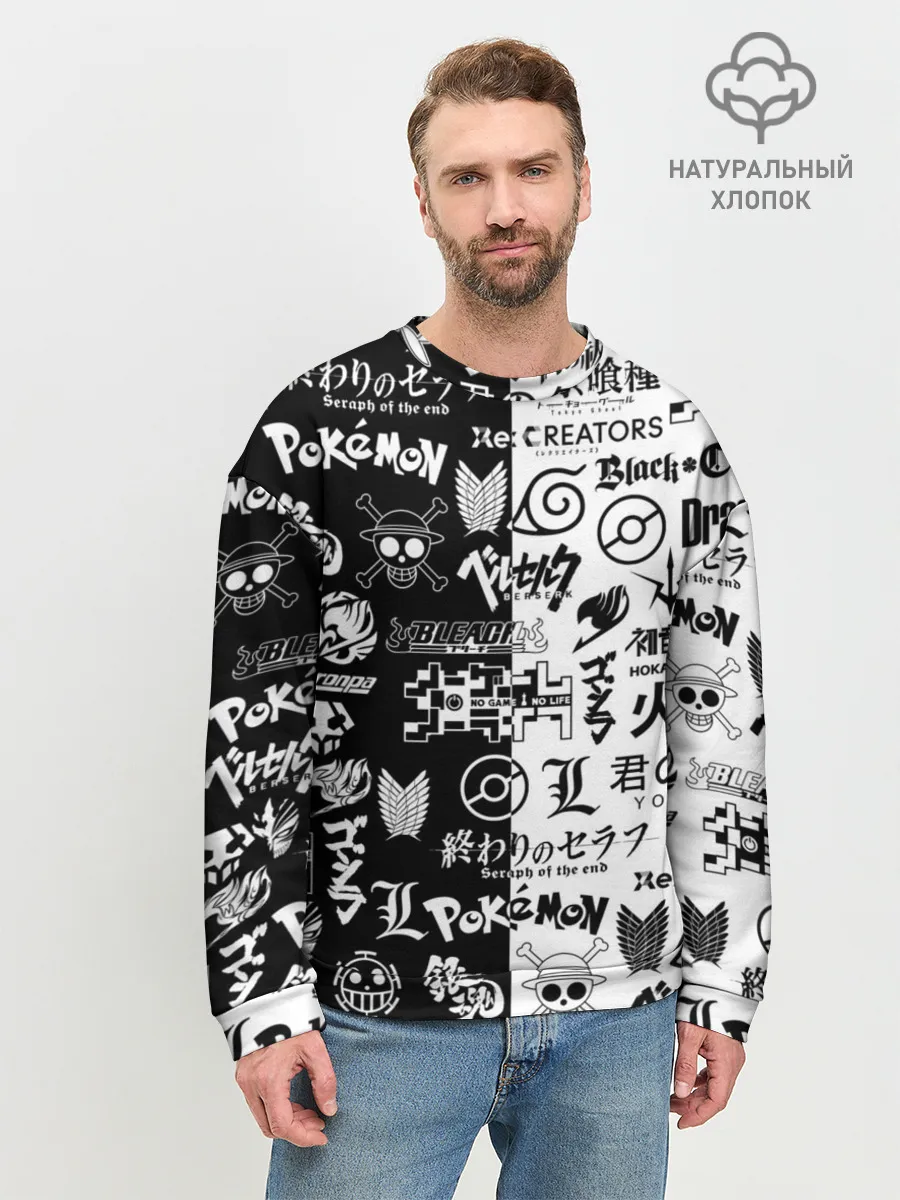 Мужской свитшот базовый / ЛОГОТИПЫ АНИМЕ / LOGO ANIME