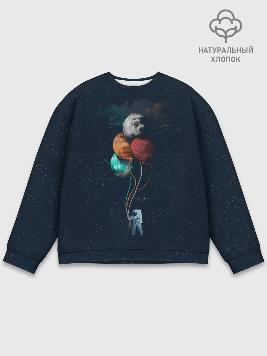 Мужской свитшот базовый / Космонавт с Планетами