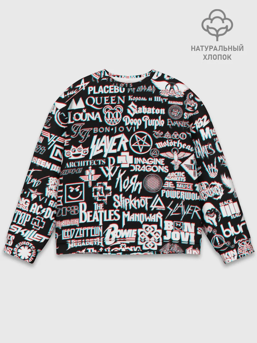 Мужской свитшот базовый / ЛОГОТИПЫ РОК ГРУПП GLITCH