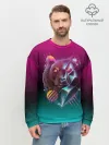 Мужской свитшот базовый / RETRO CYBER BEAR NEON