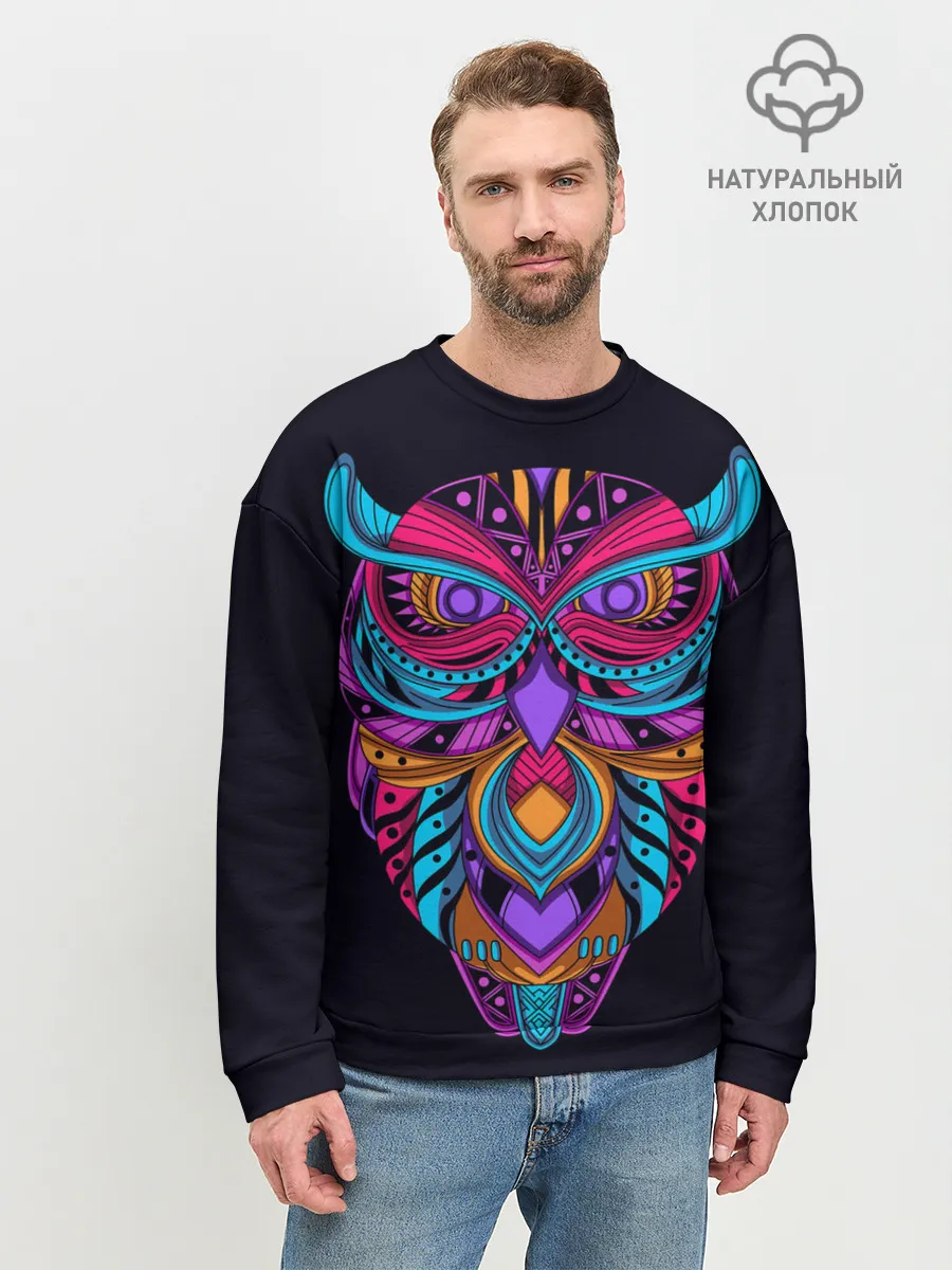 Мужской свитшот базовый / Неоновая сова