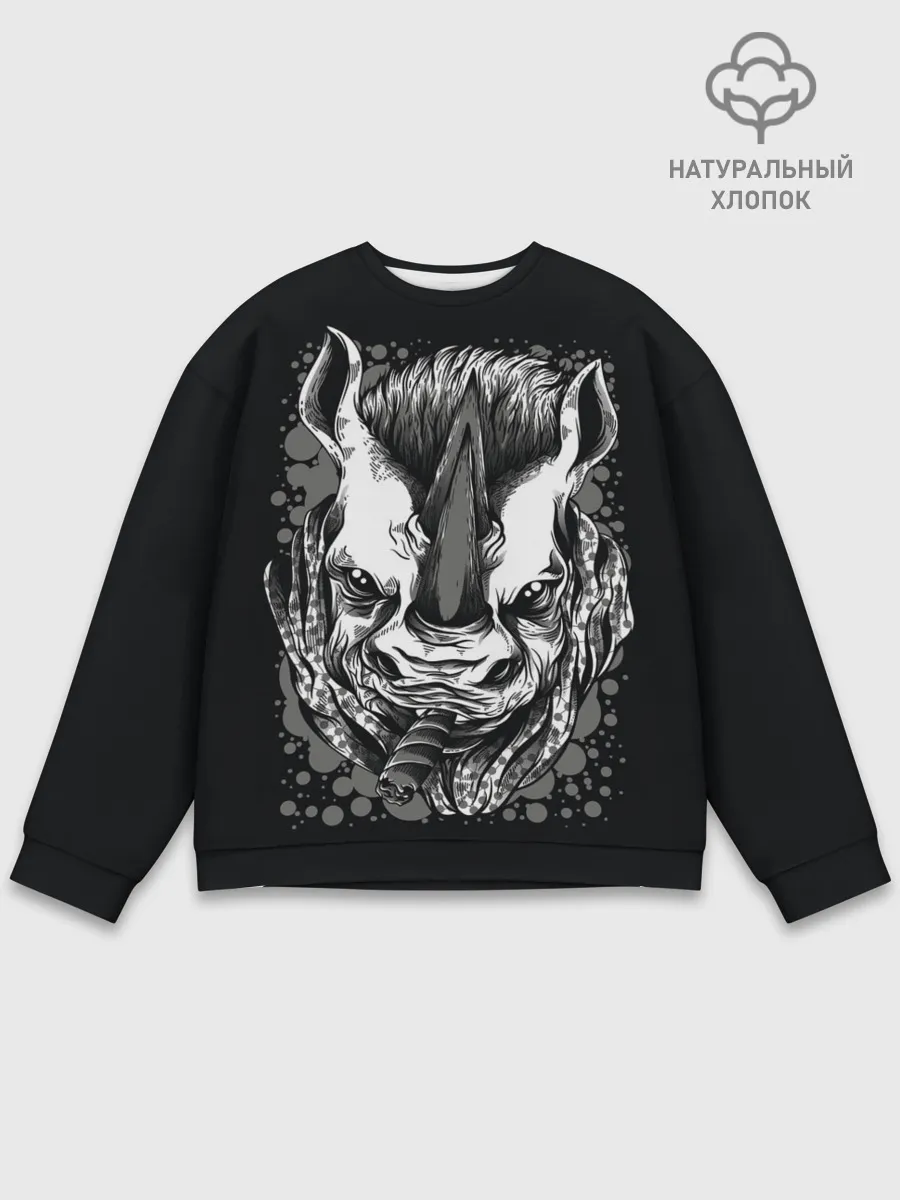 Мужской свитшот базовый / Свирепый носорог