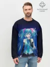 Мужской свитшот базовый / Hatsune Miku на черном фоне