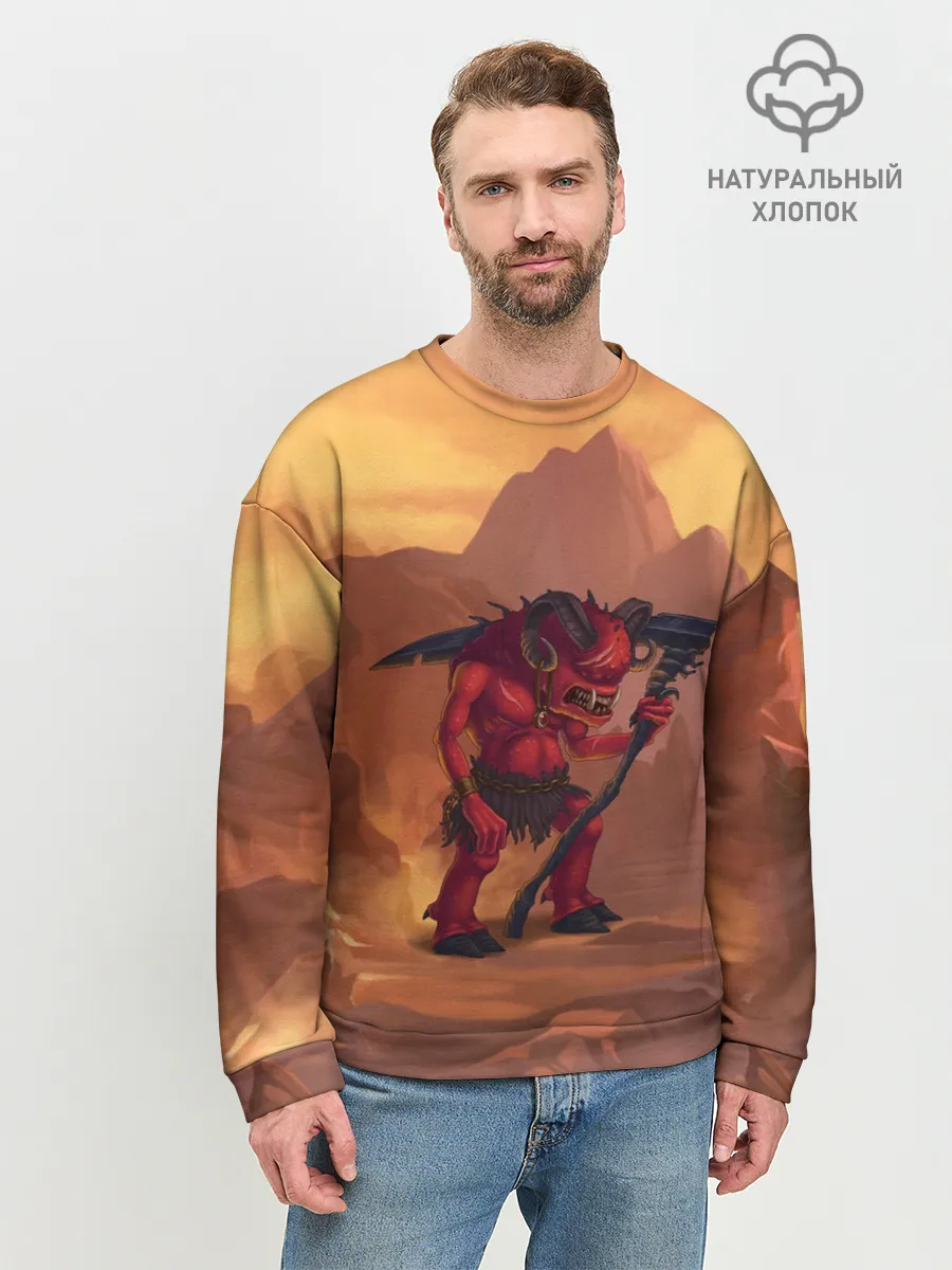 Мужской свитшот базовый / Сэр Троглодит - Демон, текст