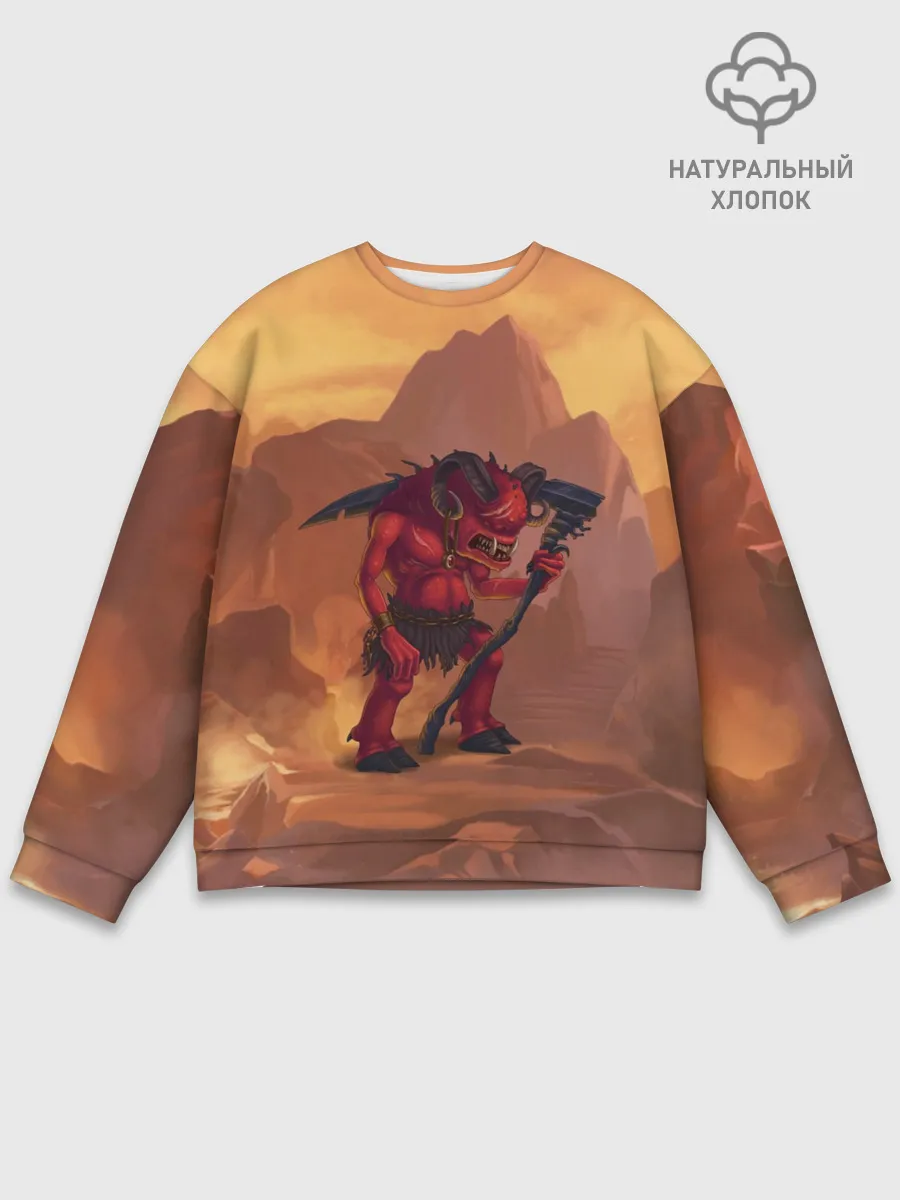 Мужской свитшот базовый / Сэр Троглодит - Демон, текст