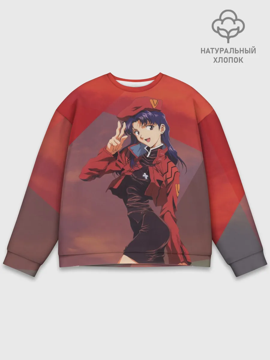 Мужской свитшот базовый / Misato Katsuragi на красном