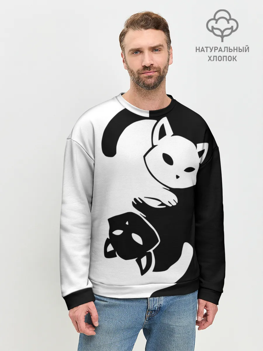 Мужской свитшот базовый / ДВА КОТА КУВЫРКАЮТСЯ.
