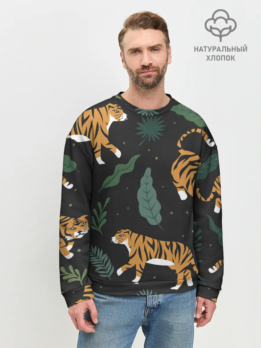 Мужской свитшот базовый / Тропический тигр