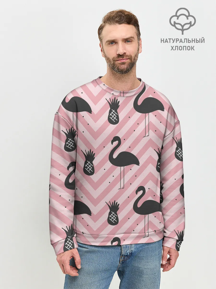 Мужской свитшот базовый / Черный фламинго