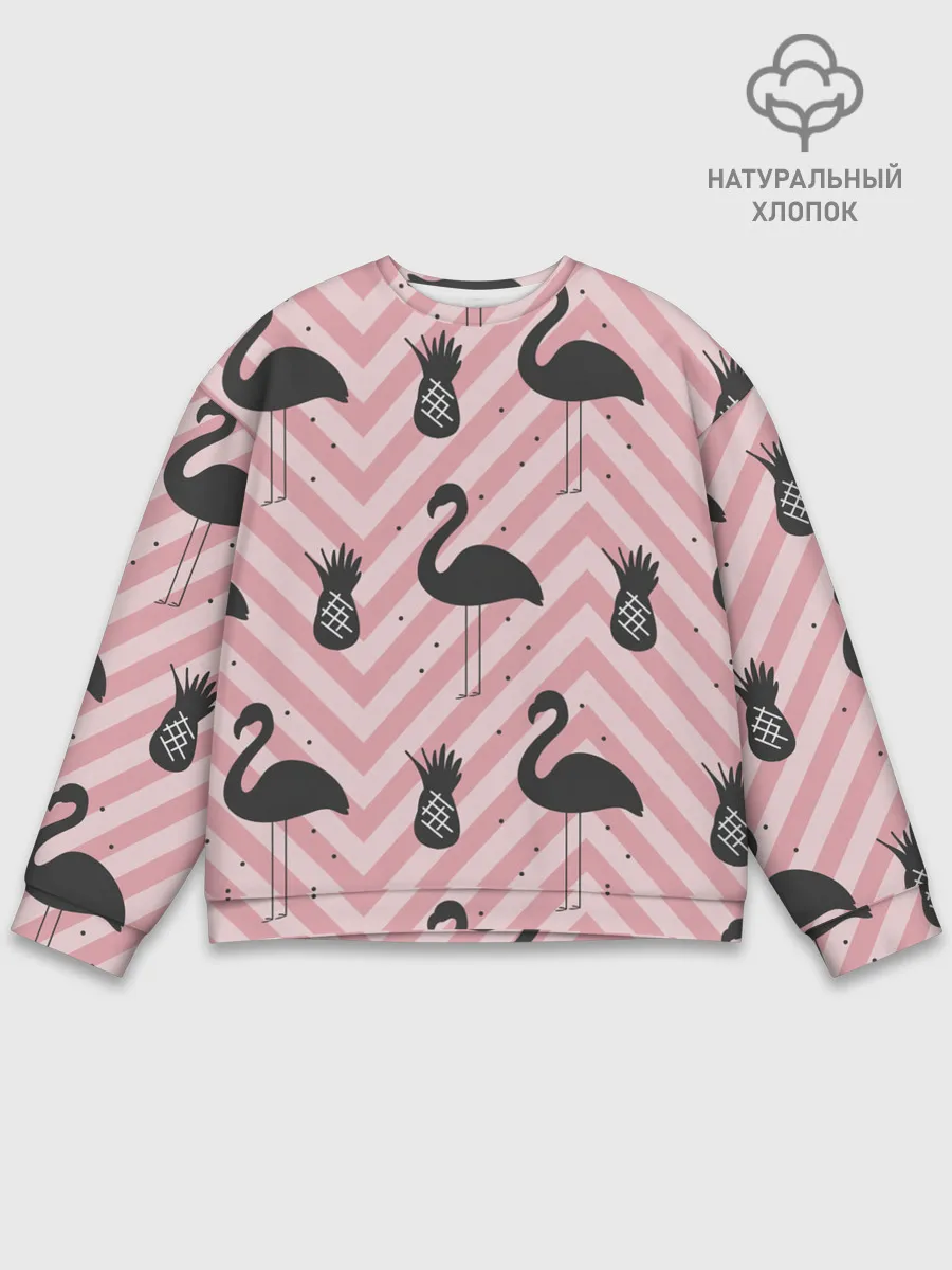Мужской свитшот базовый / Черный фламинго