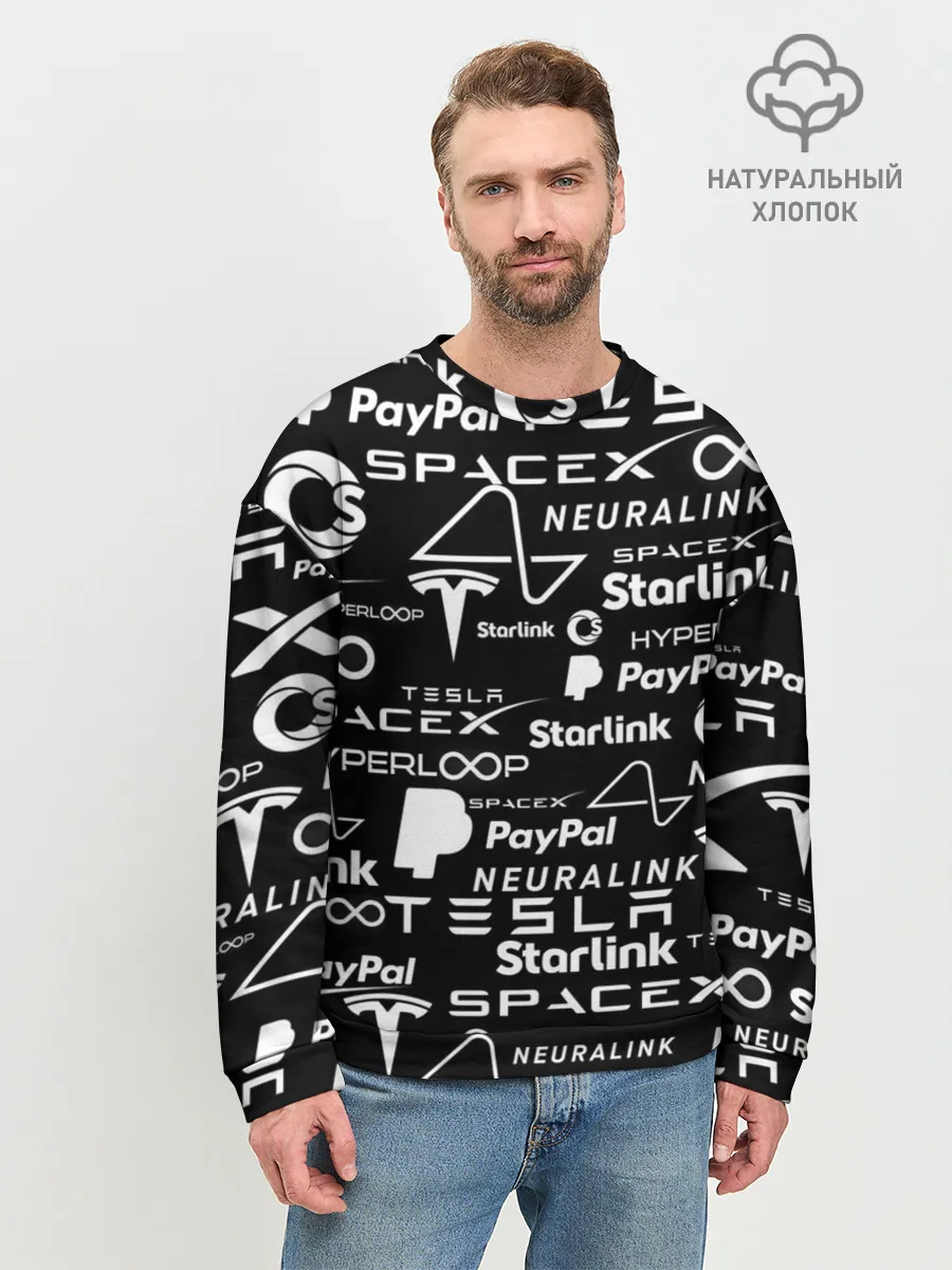 Мужской свитшот базовый / ЛОГОТИПЫ ПРОЕКТОВ ИЛОНА МАСКА.