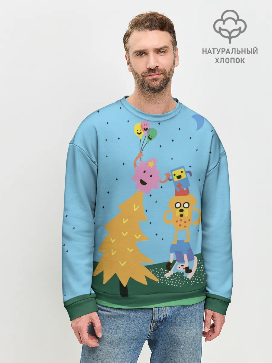 Мужской свитшот базовый / Время приключений Ёлка