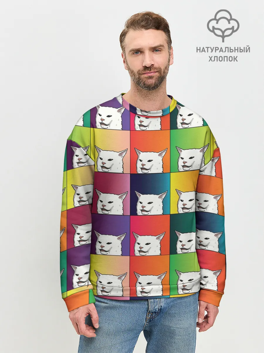 Мужской свитшот базовый / Woman Yelling at Cat