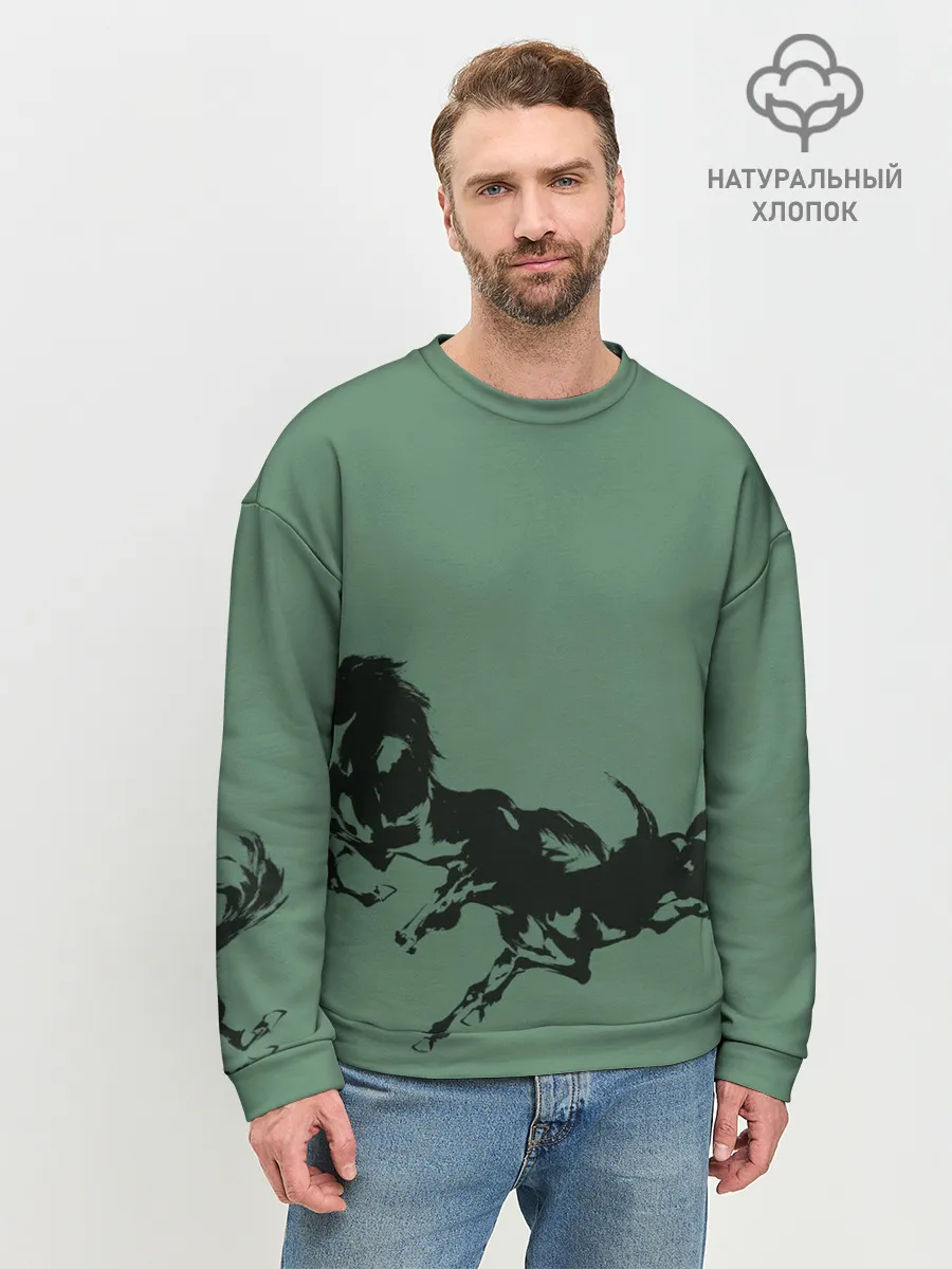 Мужской свитшот базовый / черные кони