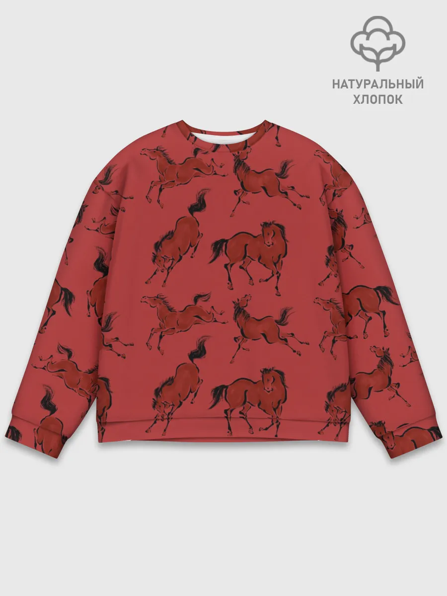 Мужской свитшот базовый / красные кони