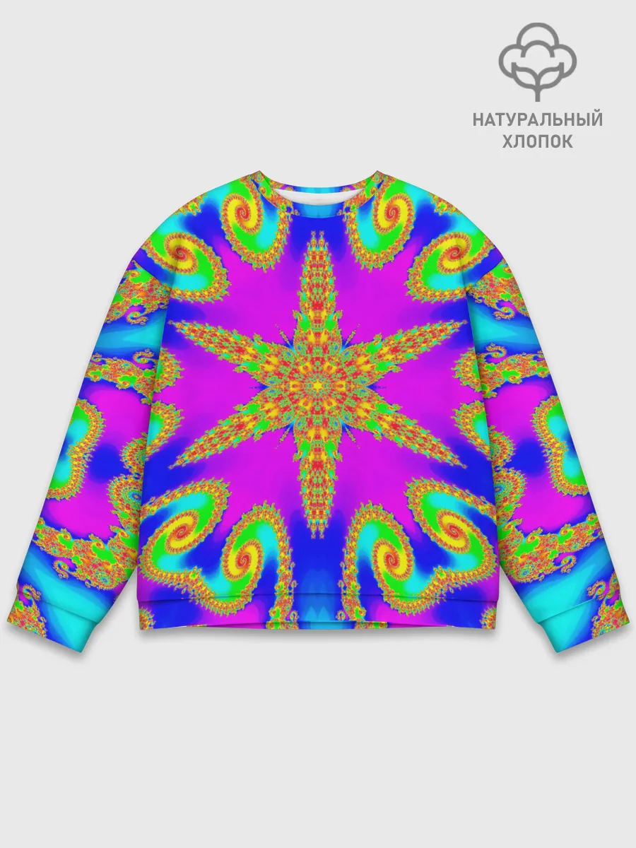 Мужской свитшот базовый / Неоновый фрактал