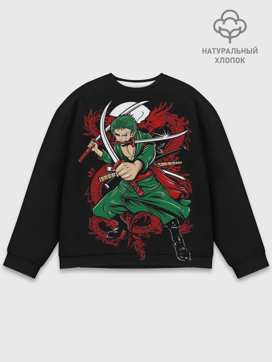 Мужской свитшот базовый / Зеленый воин One Piece