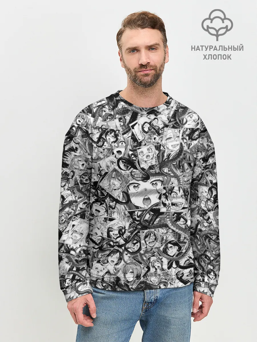 Мужской свитшот базовый / Ахегао с щупальцами