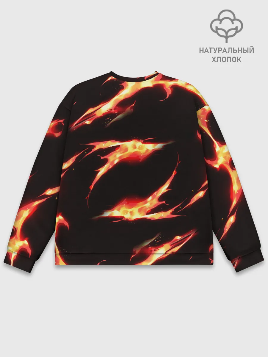 Мужской свитшот базовый / Kimetsu no Yaiba пламенный узор