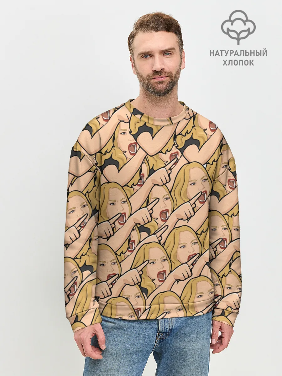 Мужской свитшот базовый / Many women yelling at Cat meme