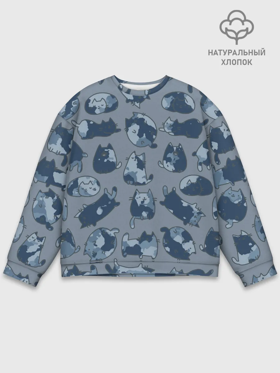 Мужской свитшот базовый / Камуфляж с котиками