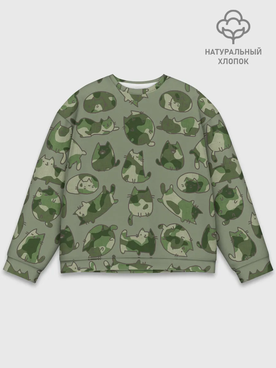 Мужской свитшот базовый / Камуфляж с котиками