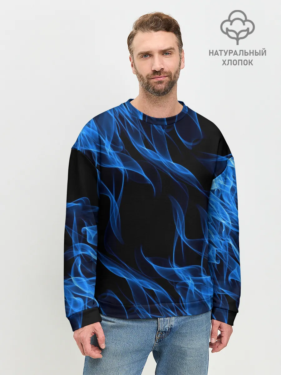Мужской свитшот базовый / BLUE FIRE FLAME