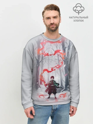 Мужской свитшот базовый / KIMETSU NO YAIBA красный след