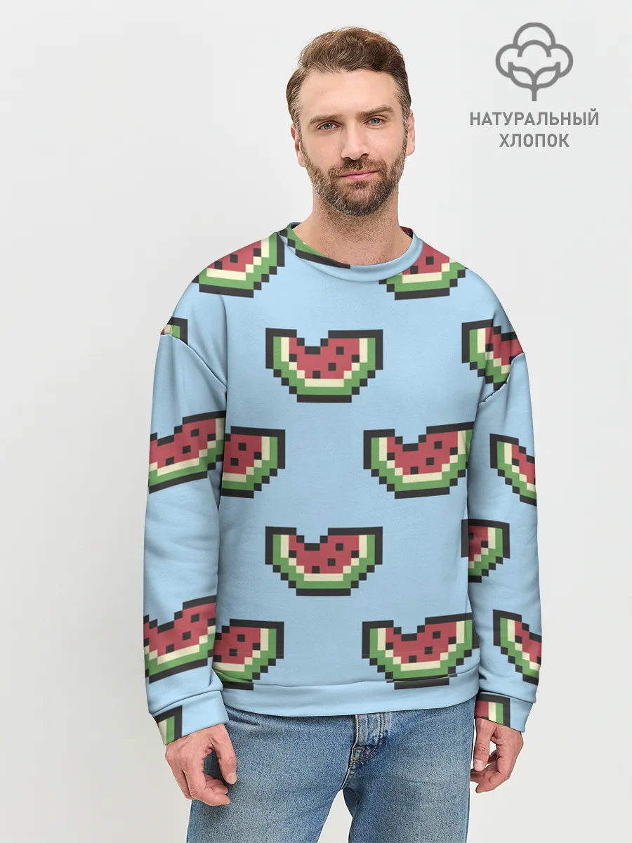 Мужской свитшот базовый / Пиксельный арбуз