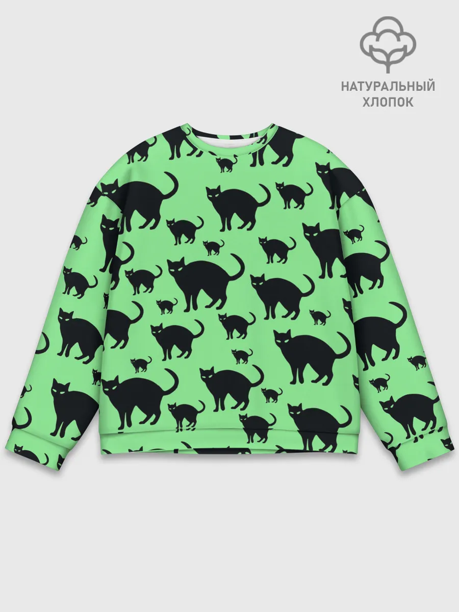 Мужской свитшот базовый / Кошки черные